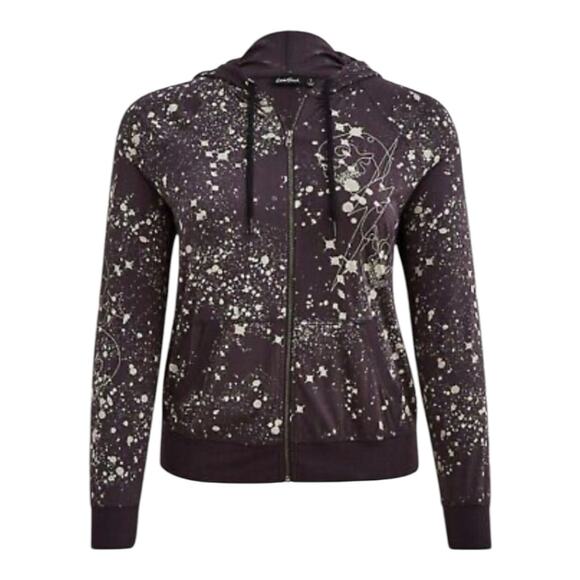 Torrid Lovesick women's size 1 1x  gray skull zip up jacket paint splatter - Picture 1 of 13